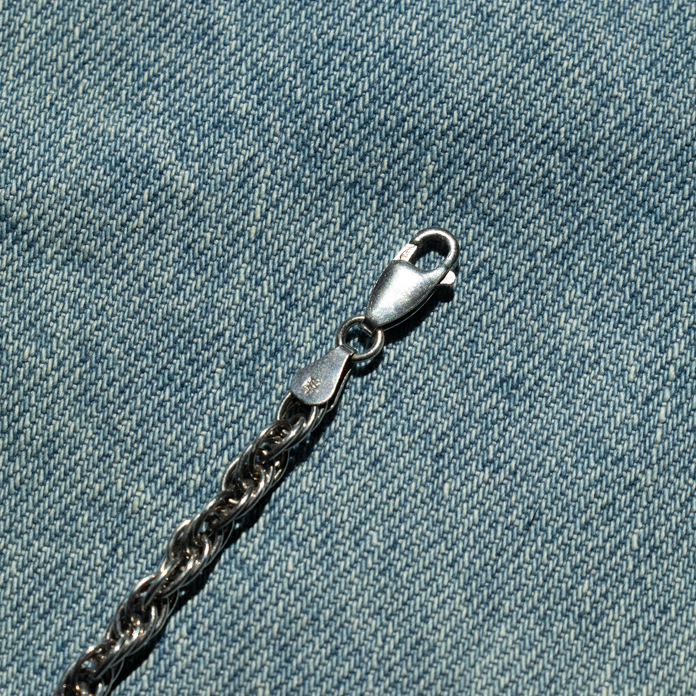 Vintage Sterling Silver Thick Rope Chain Bracelet