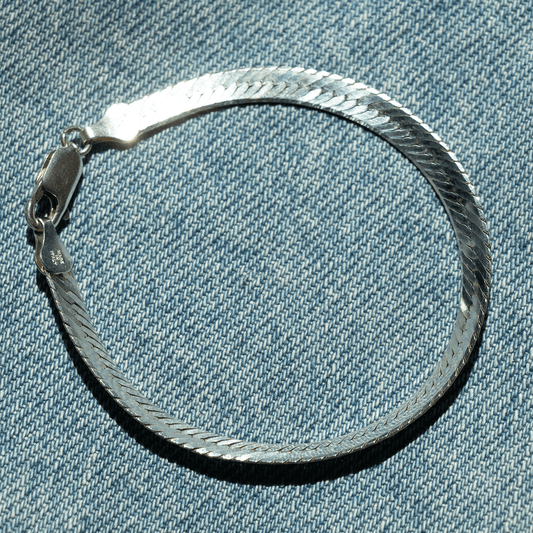 Vintage Sterling Silver Herringbone Bracelet